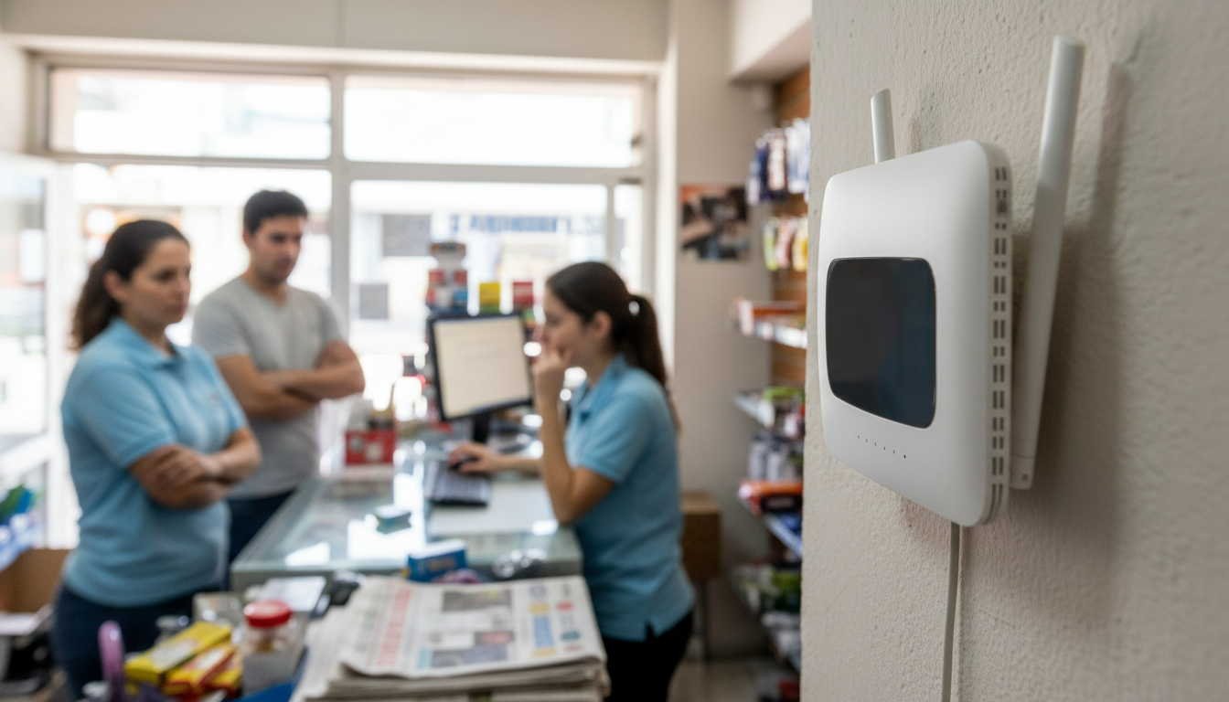 Router sin señal en un local mientras los clientes esperan, escenario típico de necesidad de punto de venta offline