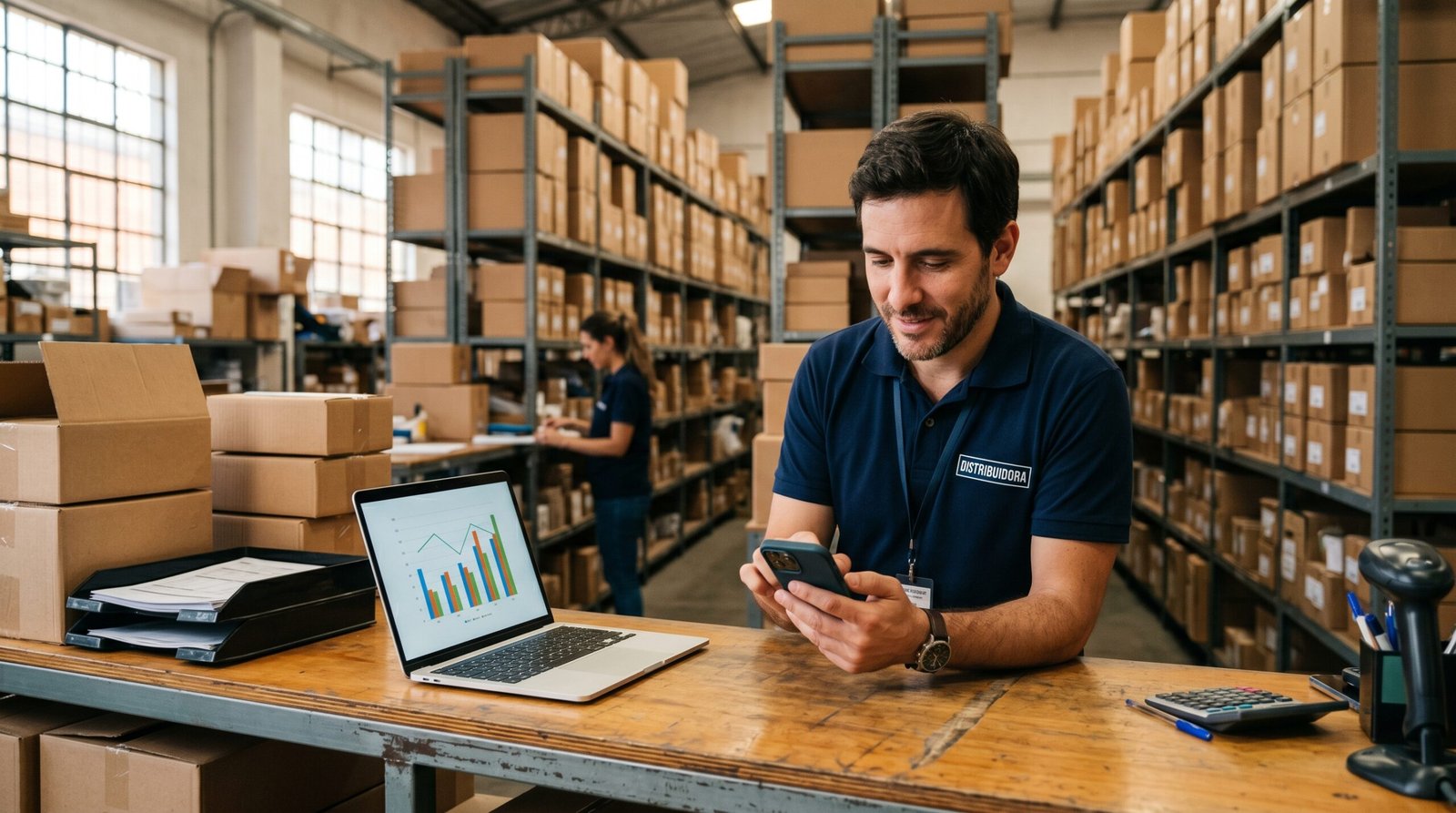 Empleado de distribuidora usa la integración WhatsApp ERP para enviar un comprobante al cliente