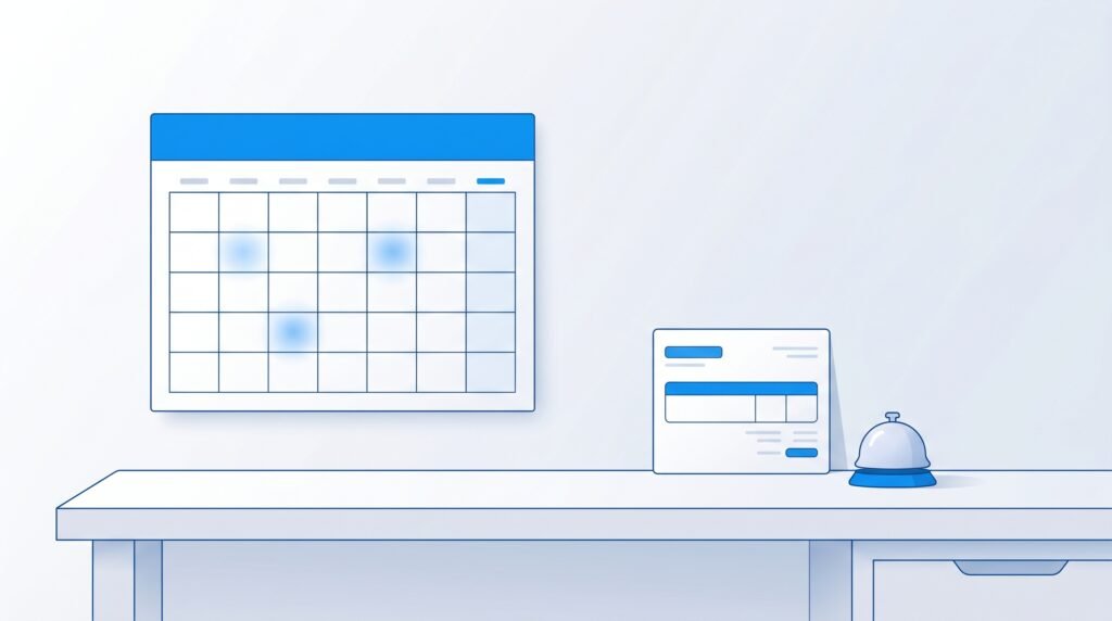 Calendario de vencimientos, factura y recordatorio de pago para el seguimiento de la cuenta corriente de clientes