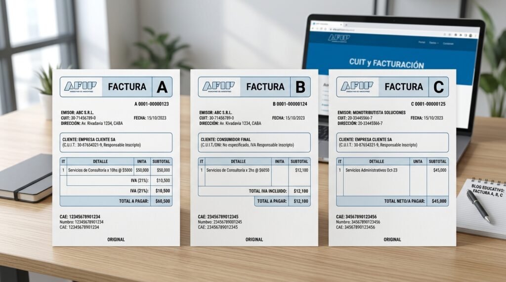 Blog 6 - Líder Gestión ERP Factura A Factura B y Factura C argentinas sobre escritorio guía 2026
