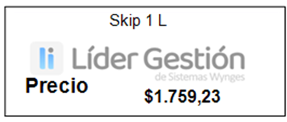 Etiqueta con nombre del producto, precio y logo de fondo Lider Gestion