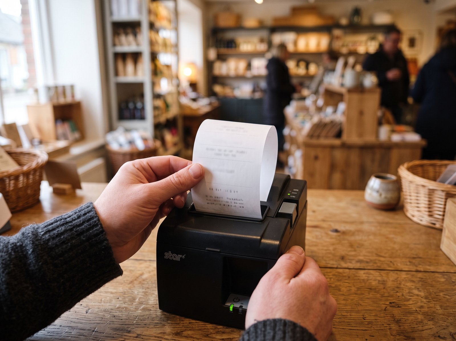 Software de facturación electrónica en Argentina – ARCA (ex AFIP) homologado para PyMEs 3 - Líder Gestión ERP Comprobante fiscal saliendo de impresora térmica con facturación electrónica homologada ARCA