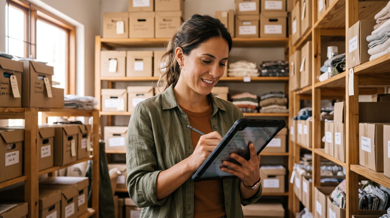 Software de facturación con control de stock – Gestión de ventas y almacén para PyMEs 1 - Líder Gestión ERP Comerciante PyME controlando el stock de su depósito con Líder Gestión