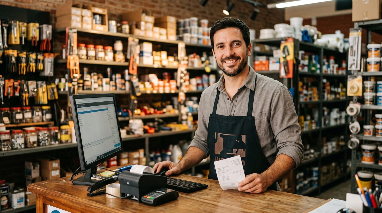 Software de facturación electrónica en Argentina – ARCA (ex AFIP) homologado para PyMEs 1 - Líder Gestión ERP Comerciante de ferretería PyME emitiendo factura electrónica homologada ARCA con Líder Gestión