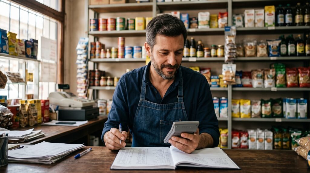 Blog 3 - Líder Gestión ERP Margen de ganancia: comerciante fijando el precio de venta de sus productos