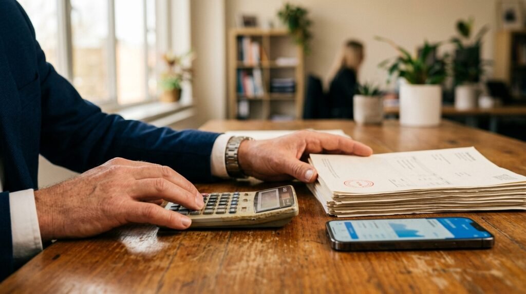 ¿Cómo anular una factura electrónica ya emitida en ARCA? Guía 2026 2 - Líder Gestión ERP Administrativo revisando facturas y una nota de crédito antes de informarlas a ARCA
